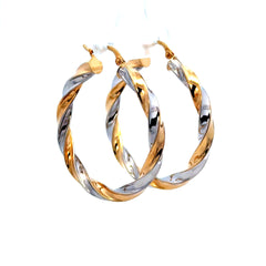 Earrings Two-Tone Twisted Hoops 36.5 4mm 14K