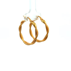 Earrings Twisted Textured Hoops 27.5 3mm 10K
