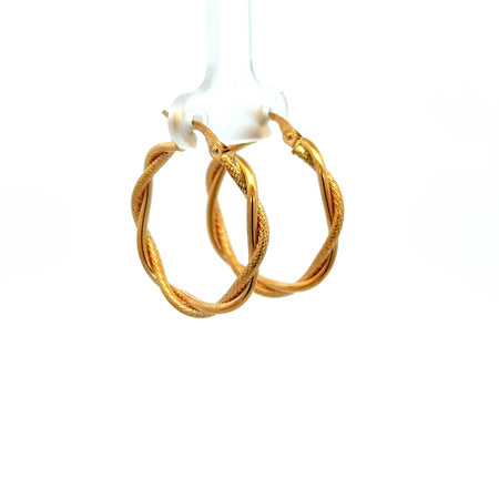 Earrings Twisted Textured Hoops 27.5 3mm 10K