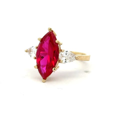 Ring Women Trio Wine Cat Eye Stone 7 2.5mm 10K