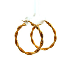 Earrings Twisted Textured Hoops 32.5 3mm 14K