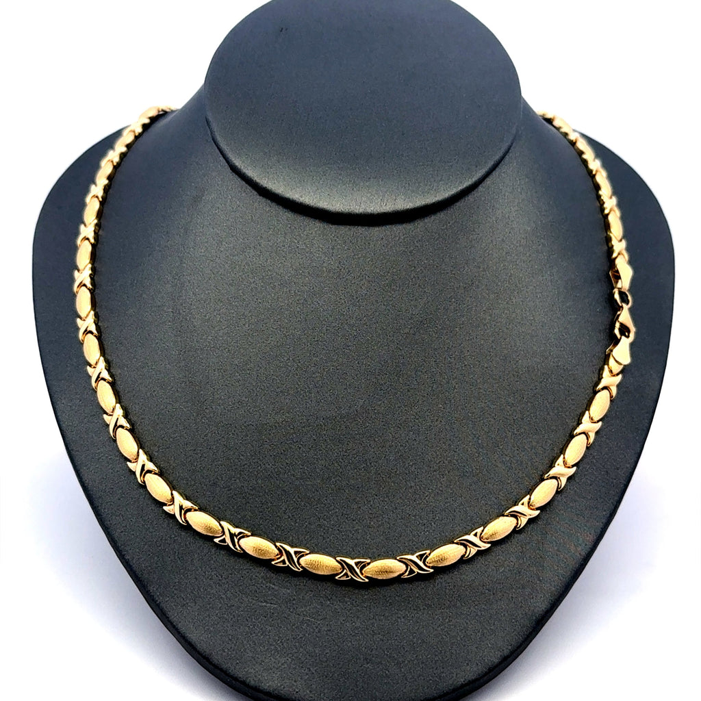 Necklaces Textured X&O with Lobster Lock 5mm 18" 14K