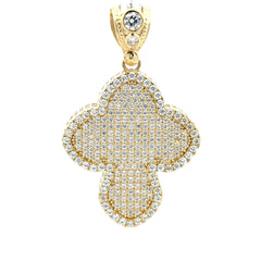 Pendant CZ-Iced Trefoil Cross 48.5 10K