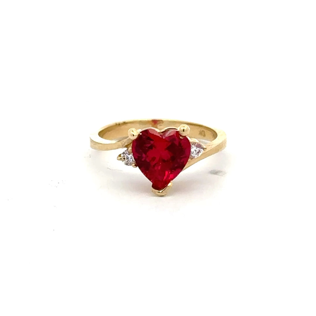 Ring Women Trio Wine Heart Stone 5.5 2.5mm 10K