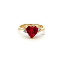 Ring Women Trio Wine Heart Stone 5.5 2.5mm 10K