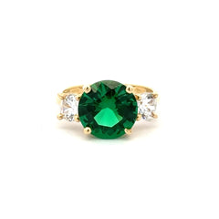 Ring Women Trio Green Round Stone 7 2.5mm 10K