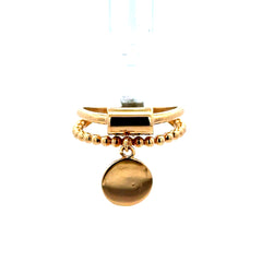 Ring Beaded Dual Band Cylinder w Charm 8 2.5mm 14K
