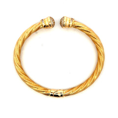 Bangle Hollow Twisted with CZ 19 5.5mm 14K