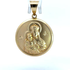 Pendant Hollow DBL-Sided Medallion with Halo Jesus/Madonna 58 10K