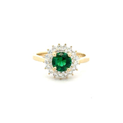 Ring Floral Women Green Round Stone 7 2mm 10K