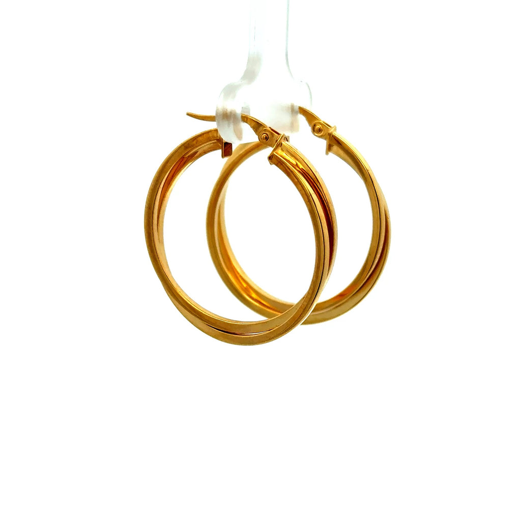 Earrings Twisted Double Hoops 31.5 3.5mm 10K