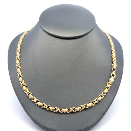 Necklaces DBL-Textured Heart&X with Lobster Lock 5mm 17.5" 14K