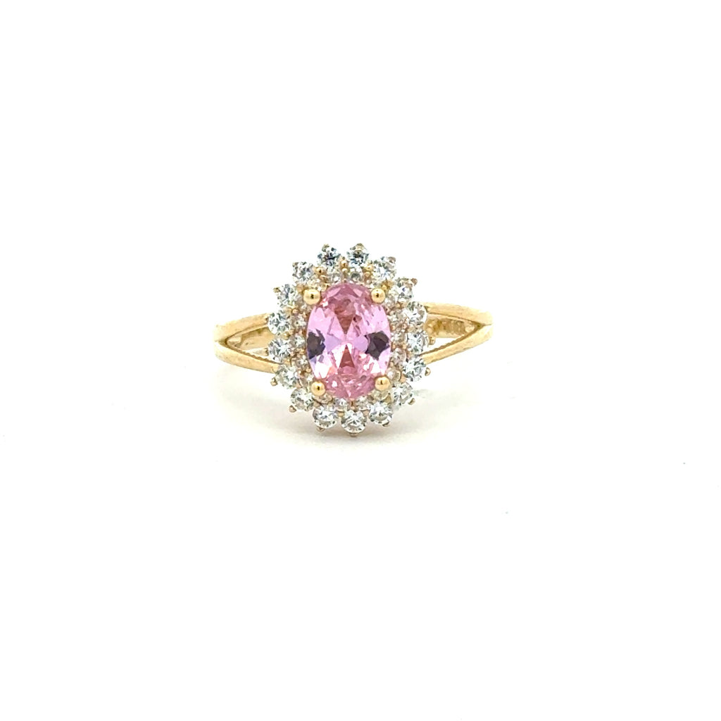Ring Floral Women Rose Oval Stone 7 2mm 10K