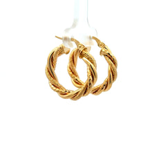 Earrings Twisted Textured Hoops 25 4mm 10K