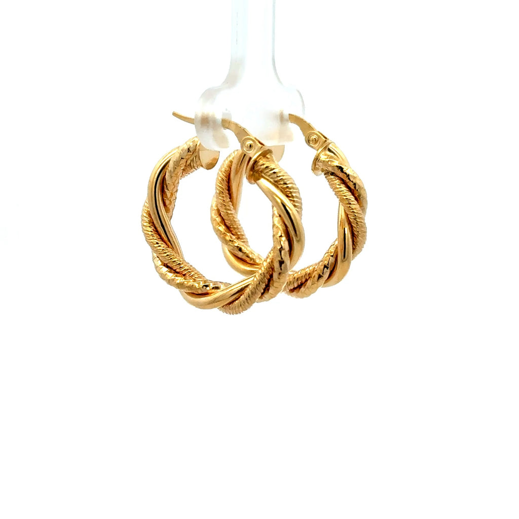 Earrings Twisted Textured Hoops 25 4mm 10K
