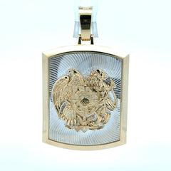 Pendant Two-Tone Coat of Arms on Dog Tag 61.5 10K
