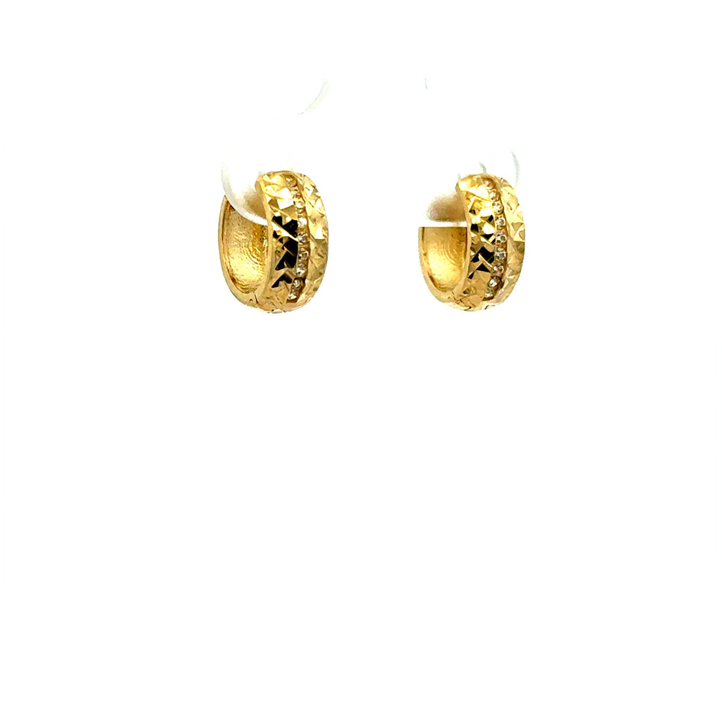 Earrings Huggie with CZ 10.5 4.5mm 10K