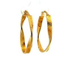 Earrings Twisted Textured Hoops 35.5 4mm 14K