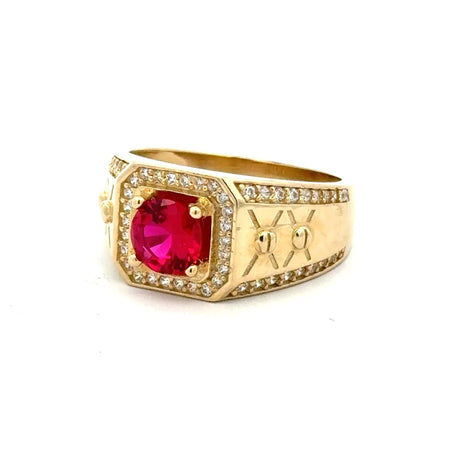 Ring Knot in DBL Ch-Set CZ & Halo Wine Round Stone 11 4mm 10K