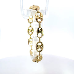 Bracelet Textured Mariner Puff 10mm 8" 10K