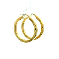 Earrings Textured Hoops 32.5 3mm 10K