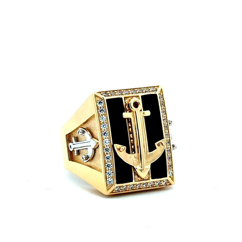 Ring Anchor with CZ 12 7.5mm 10K