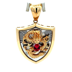 Pendant Dragon on Shield Two-Tone 52 14K