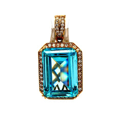 Pendant Women Colored Stone and CZ 40 10K