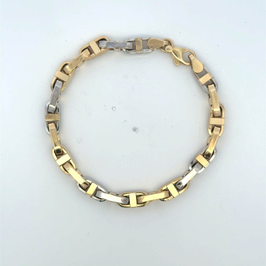Bracelet Two-Tone Anchor Box Link 6mm 8.5" 10K