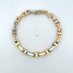 Bracelet Two-Tone Anchor Box Link 6mm 8.5" 10K