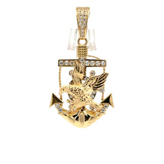 Pendant Eagle on Ship’s Wheel with CZ & Anchor 38.5 10K