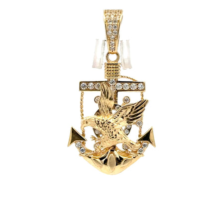 Pendant Eagle on Ship’s Wheel with CZ & Anchor 38.5 10K