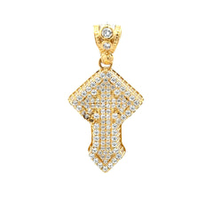 Pendant CZ-Iced Shield Angular Cross 41 10K
