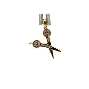 Pendant Barber Shears with CZ 25.5 14K