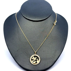 Chain Boston w Doves in CZ-Edged Medallion 0.5mm 18" 14K