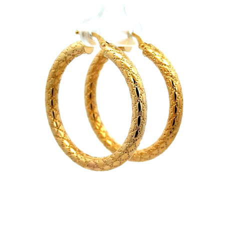 Earrings Textured Hoops 38.5 4mm 10K