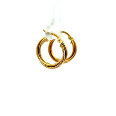 Earrings Twisted Textured Hoops 15.5 3mm 10K