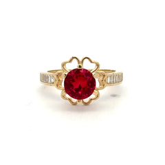 Ring Baguette Band with Wine Stone in Hearts 6.5 2mm 10K