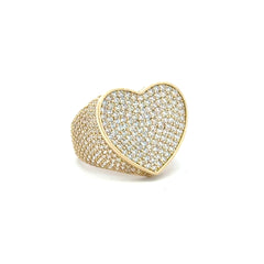 Ring CZ-Iced Big Heart 9.5 4mm 10K
