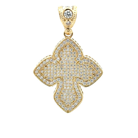 Pendant CZ-Iced Big Trefoil Cross 49 10K