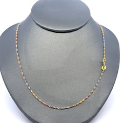 Chain Three-Tone Twisted Herringbone 1mm 18" 10K