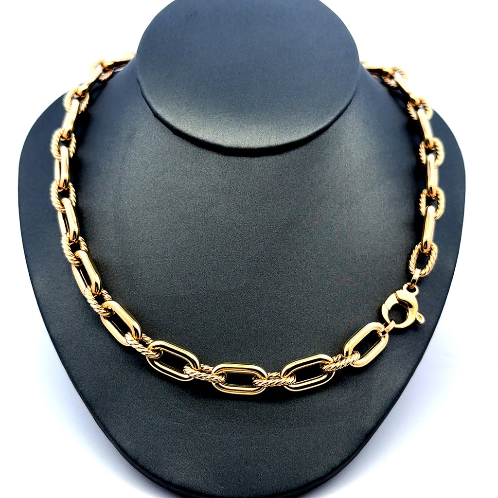 Necklaces Oval Textured Link 9mm 18.5" 14K