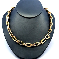 Necklaces Oval Textured Link 9mm 16.5" 14K