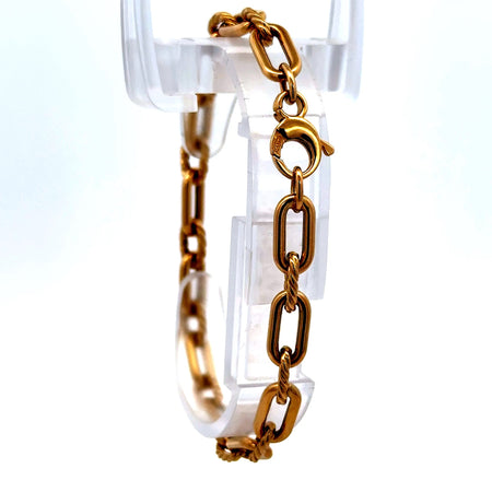 Bracelet Oval Textured Link 6mm 7" 14K
