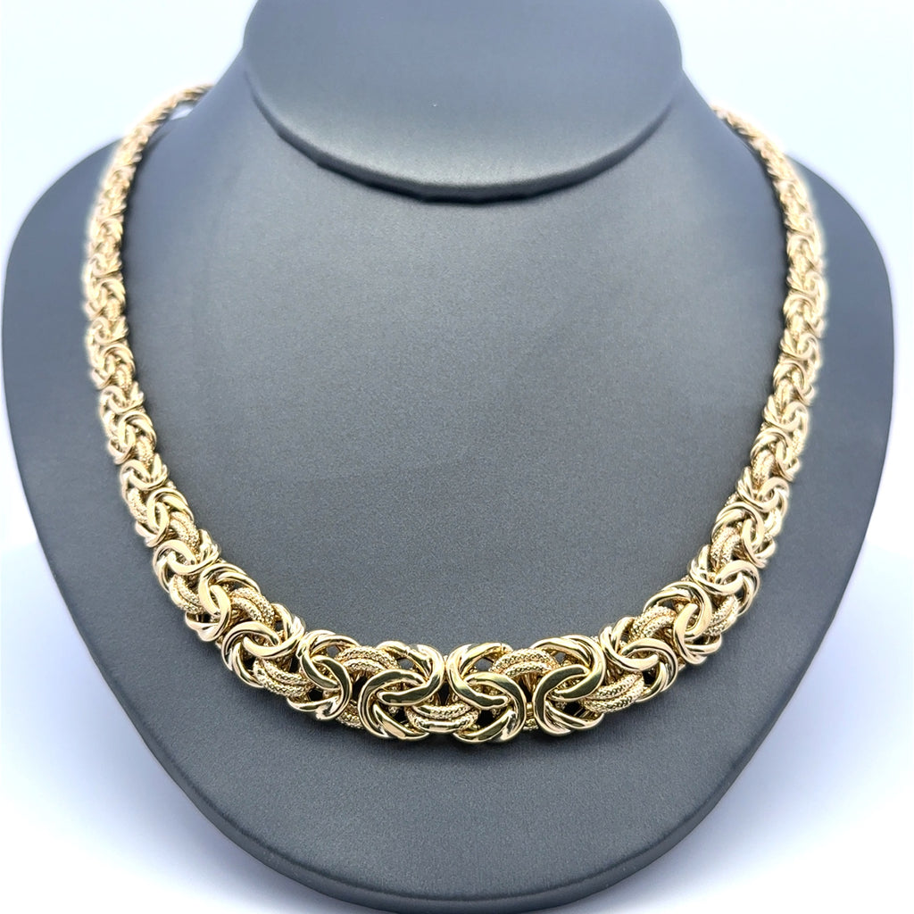 Necklaces Textured Byzantine Princess Cut 12.5mm 18" 10K
