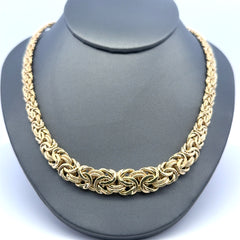 Necklaces Textured Byzantine Princess Cut 12.5mm 18" 10K