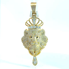 Pendant CZ-Iced Lion Head with Crown 77.5 10K