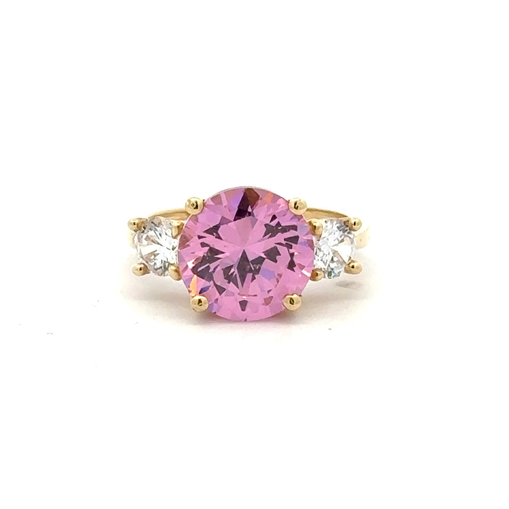 Ring Women Trio Rose Round Stone 7 2.5mm 10K
