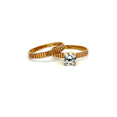 Ring CZ Bridal Set 7 4mm 10K