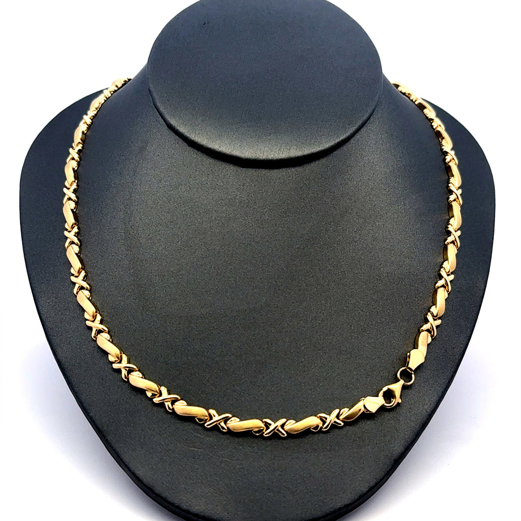 Necklaces Textured X&Similar with Lobster Lock 5mm 18" 10K